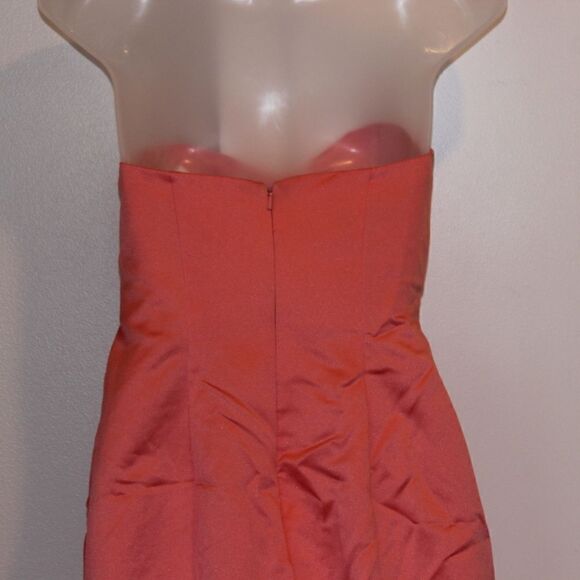 David's Bridal  Silk Orange Strapless Mini Dress Women Size 2 - Picture 7 of 10